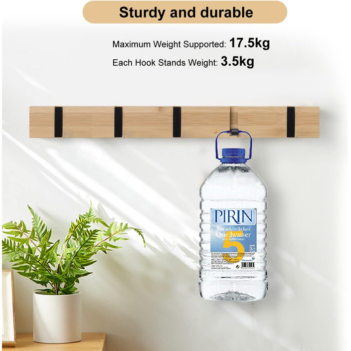 И гачки для пальто дерев'яна стіна, дерев'яна панель вішалка для пальто складний гачок для пальто з 5 гачками для курток, капелюхі