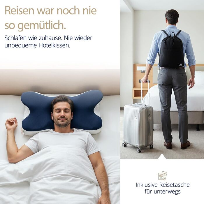 Подушка для шиї Home Vibez з піни з ефектом пам&39яті, полегшує біль у шиї та плечах, ергономічний дизайн, ортопедична подушка для шиї з охолоджувальним чохлом для всіх положень сну, включаючи дорожню сумку