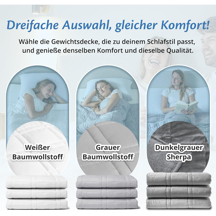 Обтяжена ковдра Ella 135x200 7 кг - Антистресова терапевтична ковдра - Щільна ковдра зі 100 бавовни - Ковдра для глибокого сну та кращого відновлення, Обтяжена ковдра для чоловіків та жінок від 55 до 85 кг, сіра 135x200 7 кг сіра