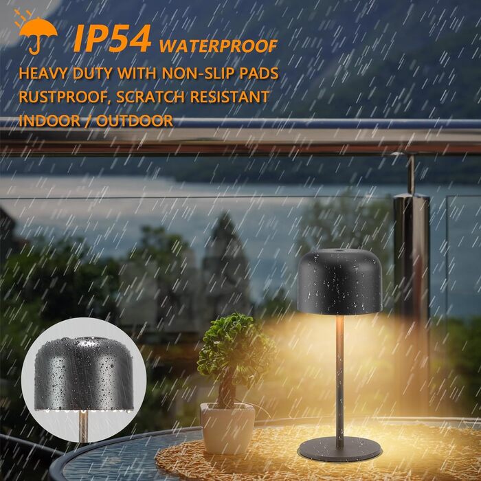 Світлодіодна акумуляторна маленька настільна лампа з можливістю затемнення бездротова 3000K-6000K для приміщень/на вулиці, IP54 ви