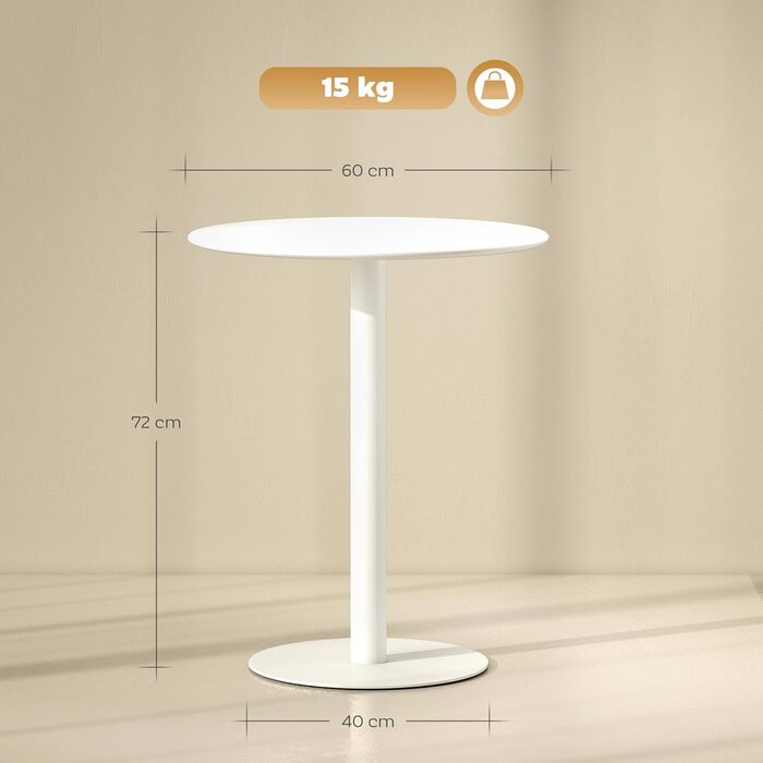 Обідній стіл HOMCOM 60 x 60 см Круглий кухонний стіл для 2 осіб Обідній стіл з підставкою Невеликий сучасний стіл для кухні, їдальні, вітальні Білий