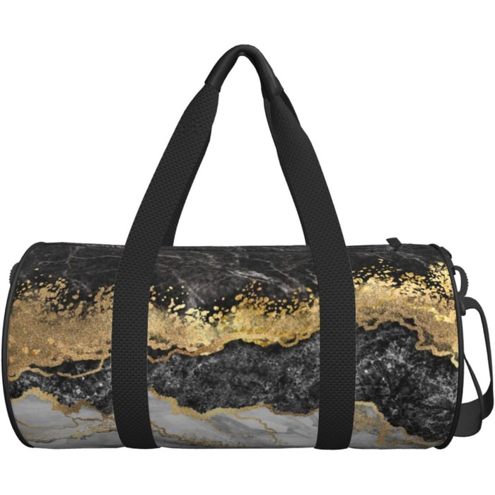 Дорожня сумка Метелики Монарха великої місткості, легка та міцна, ідеальний подарунок для подорожей, відпустки, ділових поїздок та іншого, чорно-біло-золотий мармуровий принт, універсальний розмір