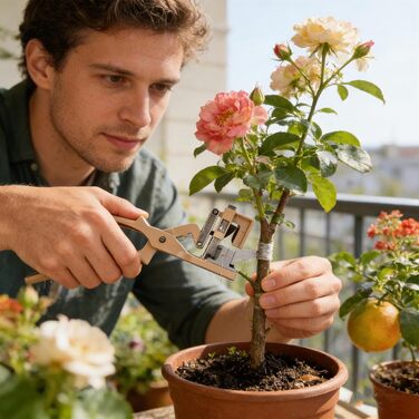 Інструменти для щеплення - точні та ергономічні з алюмінієвим лезом Нековзка ручка для зручного захоплення - садовий секатор для обрізки гілок та