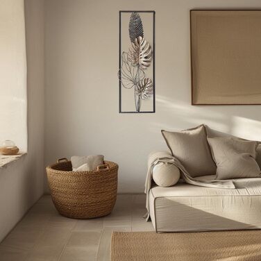 Коболо настінний фотошпалери настінне оздоблення металеві картини настінне мистецтво сучасне - MONSTERA - металл - 29x74 см - чорн