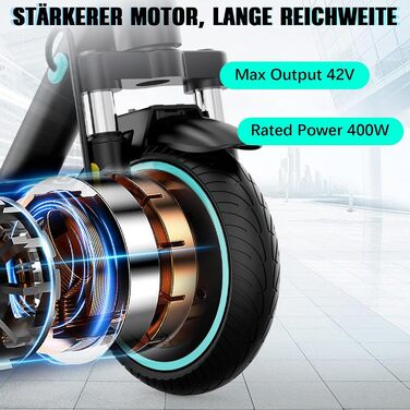 Електросамокат з допуском до дорожнього руху (ABE), Макс. 20 км/год, Зручна амортизація, Підключення до APP, Складаний, Світлодіод