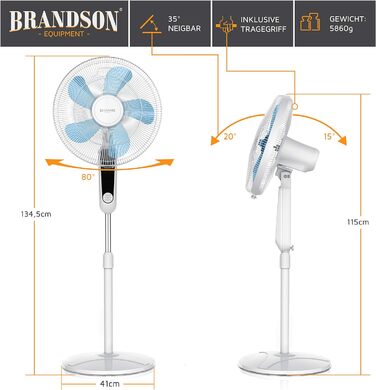 Вентилятор на підставці Silent з пультом дистанційного керування та дисплеєм - мобільний вентилятор - коливання 80 - 60 Вт - венти