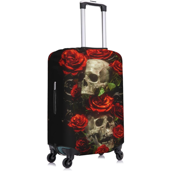 Чохол для багажу BAFAFA з принтом Череп і троянди, еластичний захист від подряпин і пилу для валіз, чорний, розмір 85