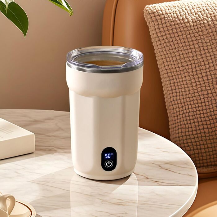 Кавова чашка Generico з автоматичним помішуванням, 300 мл, нержавіюча сталь, багаторазова, з кришкою, для напоїв, таких як молоко, для дому, офісу, подорожей та кемпінгу на природі