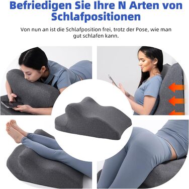 Подушка для читання для ліжка та дивана, ергономічна подушка для спини, подушка з піни з ефектом пам&39яті для спини, подушка для голови, подушка з рефлюксом, подушка для ніг, подушка для ліжка з чохлом, який можна прати, для сидіння, читання, перегляду т