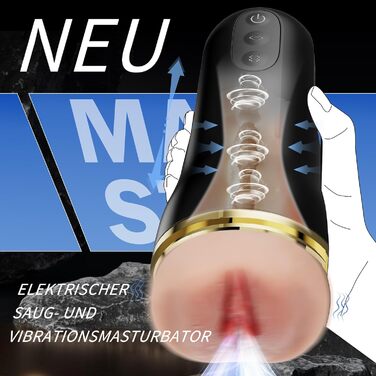 Електричний мастурбатор Kexyz, 3D віртуальна вагіна, 10 режимів вібрації, 5 режимів всмоктування