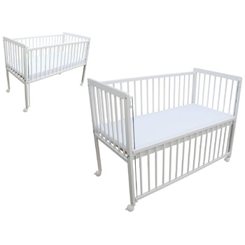 Дитяче ліжко/Біле ліжко/Ліжко для малюків 2-в-1 Micoland 120x60 см з матрацом білого кольору