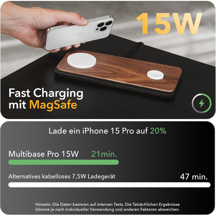 Зарядна станція 3 в 1 Wood Magsafe Charger Індуктивна зарядна станція для iPhone, Apple Watch, Air Pods з адаптером живлення 45W W
