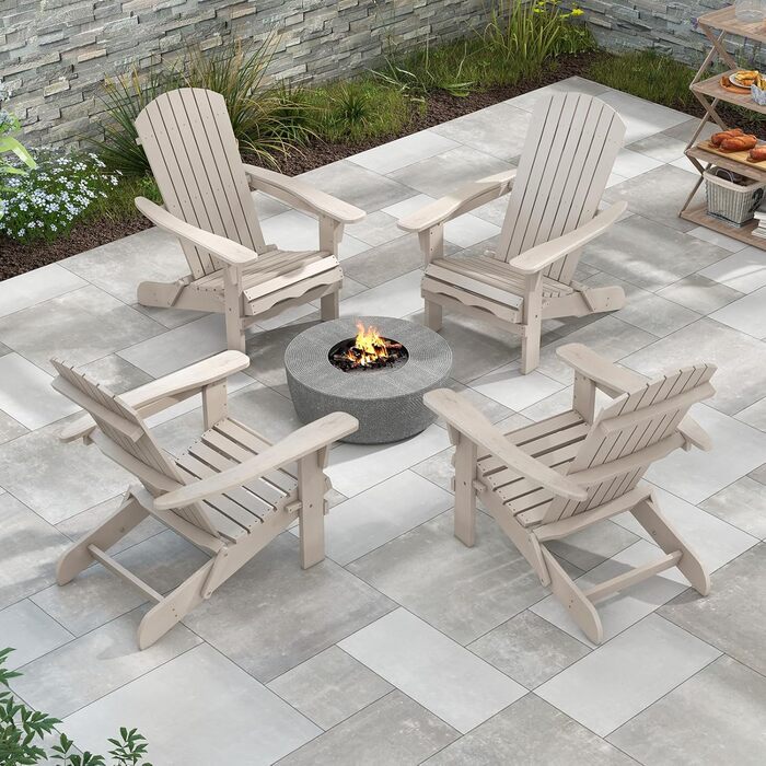 Складане крісло COSTWAY Adirondack, комплект з 2 шт. , дерев&39яне крісло Adirondack, садове крісло з високою спинкою та широкими підлокітниками для саду, патіо, вантажопідйомність 180 кг (сіре) сірого кольору, комплект з 2 шт.