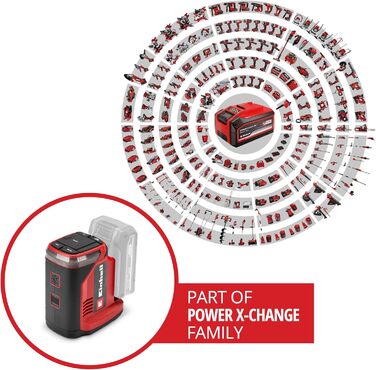 Акумуляторна зарядна станція Einhell TE-ES 18/150/1 Li-C-Solo Power X-Change (18 В, інвертор, підключення 230 В та 12 В, підключення USB-A та USB-C для заряджання, функція заряджання, без акумулятора)