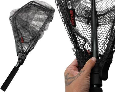 Підсак Angel-Berger Wild Devil Baits Predator, складний, гумований, підсак для великої риби, підсак для човна, рибальська сітка XL / 80x70 см