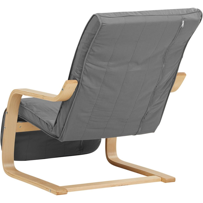 Крісло-гойдалка з функцією відкидання, крісло-гойдалка з підлокітниками, крісло для вітальні, сіра дерев&39яна оббивка, 4u 2407