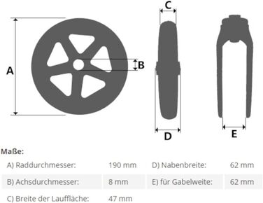 Змінне колесо FabaCare для роликів Std, Arthritis і Delta, змінне колесо Rollator, колесо 200x50, колесо Rollator