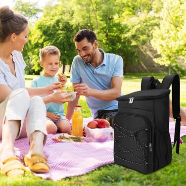 Рюкзак-холодильник, водонепроникний рюкзак-холодильник, велика ізольована сумка-холодильник для обіду для пікніків, кемпінгу, подорожей на природі, барбекю, походів, чорний