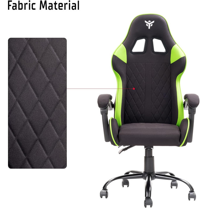 Ігрове крісло Itek Rhombus FF10, тканина, чорно-зелений, стандартний чорно-зелений. СТАНДАРТНИЙ