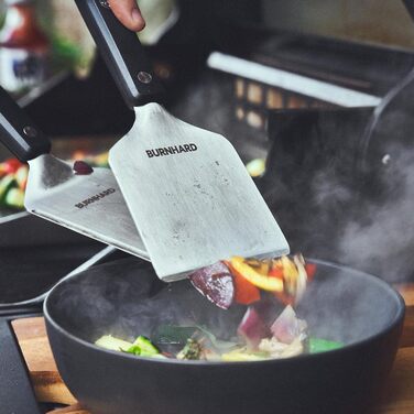 Лопатка для гриля та скребок для гриля BURNHARD, набір 2 шт. з перевертачем бургерів, інструментами для гриля з нержавіючої сталі,