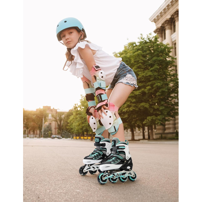 Роликові ковзани Cytia рожевого/фіолетового кольору для дітей з підсвічуванням світлодіодних колес, веселі миготливі роликові ковзани для початківців для дівчаток з регульованими ремінцями для жінок та чоловіків, A-зелений S - Маленькі діти (EU 28-31), 2P