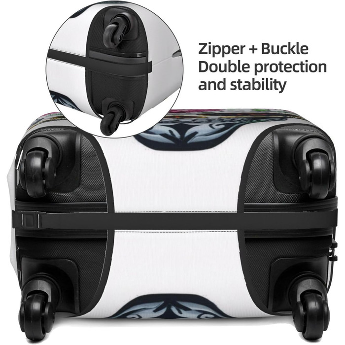 Чохол для валізи з 3D-друком, квітковий мотив черепа, захист під час подорожей, еластичний, миється, підходить для валіз розміром 45,7 - 81,3 см, розмір 3D S