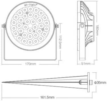 Садовий світильник 15 Вт WLAN LED, оригінальний Milight 15 Вт кольоровий RGBCCT, змінний струм 100-240 В, затемнений, садовий світильник, що змінює колір, прожектор прожектора на відкритому повітрі, IP65, без пульта дистанційного керування, fut C03