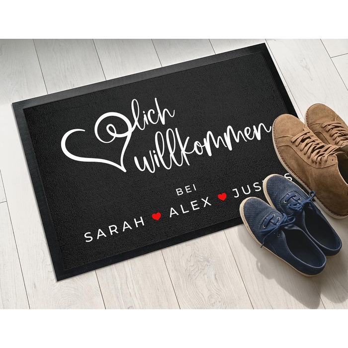 Персоналізований килимок для привітання до 120 см - Персоналізований килимок для привітання родини, тонкий гумовий килимок, подарунок на замовлення (60x40 см) 40 x 60 см (прямокутний)
