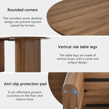 Овальний дерев&39яний обідній стіл, 180 см Сучасний кухонний обідній стіл Великий стіл з МДФ на 6-8 осіб (темно-коричневий)