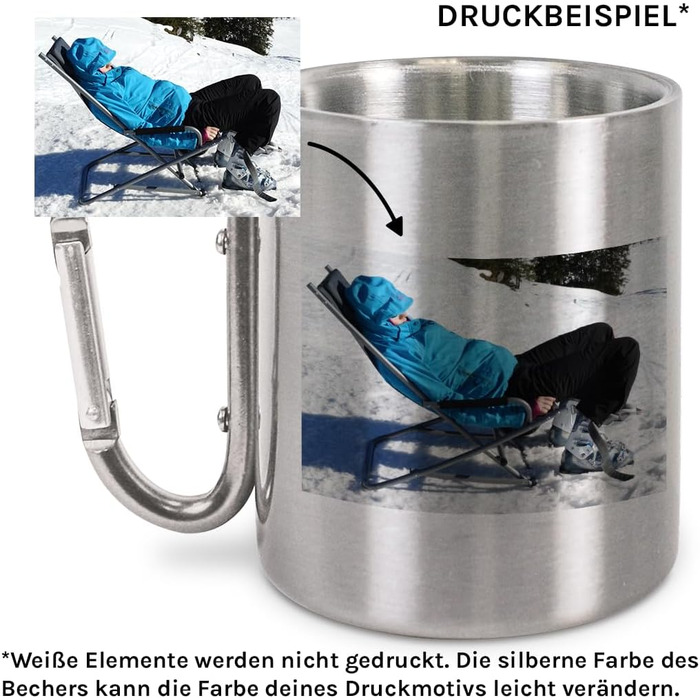 Персоналізована кружка з нержавіючої сталі з карабіном Ідея подарунка 330 мл Кружка Кемпінг Клуби Карнавал, кружка Марді Гра Кружка для клубу Марді Гра Персоналізована Срібна, блискуча