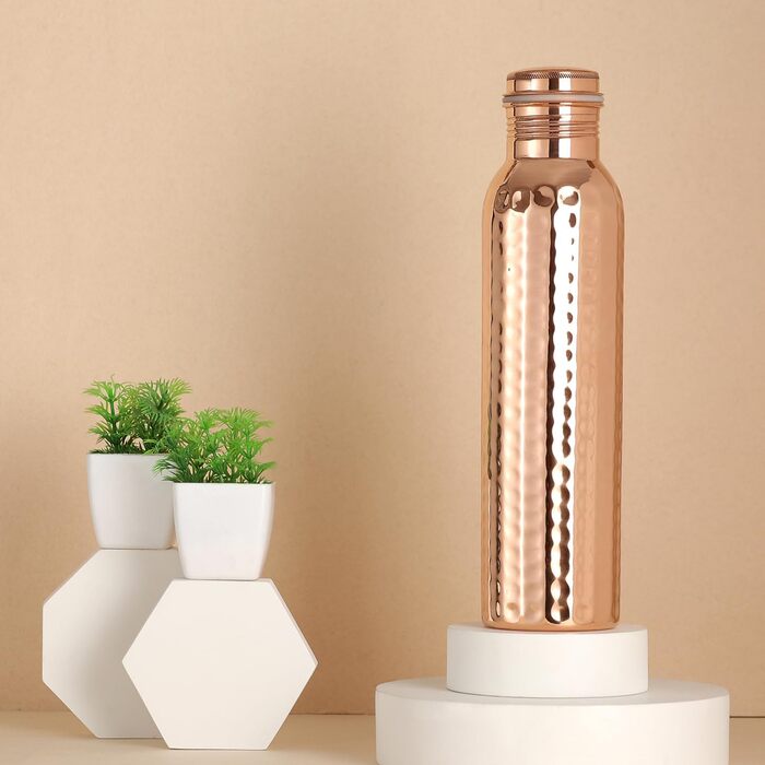Пляшка для води Ancient Impex з чистої міді, 1000 мл, безшовна, герметична для аюрведичних потреб