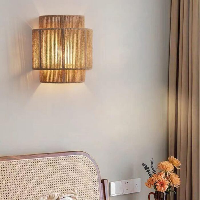 Настінний світильник LOGT плетений з ротанга, коричневий, E27