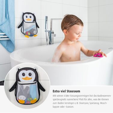 Мережа для іграшок Reer MyHappyPingu, гігієнічне зберігання для іграшок у ванні, полиця для ванни