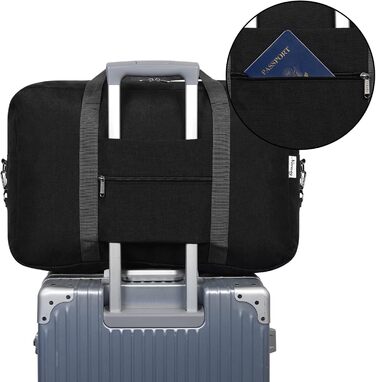 Ручна поклажа Narwey для літака, складна дорожня сумка, жіноча сумка для вихідних, спортивна сумка, жіноча та чоловіча ручна валіза, велика 40 л (чорна) A-black 40 л