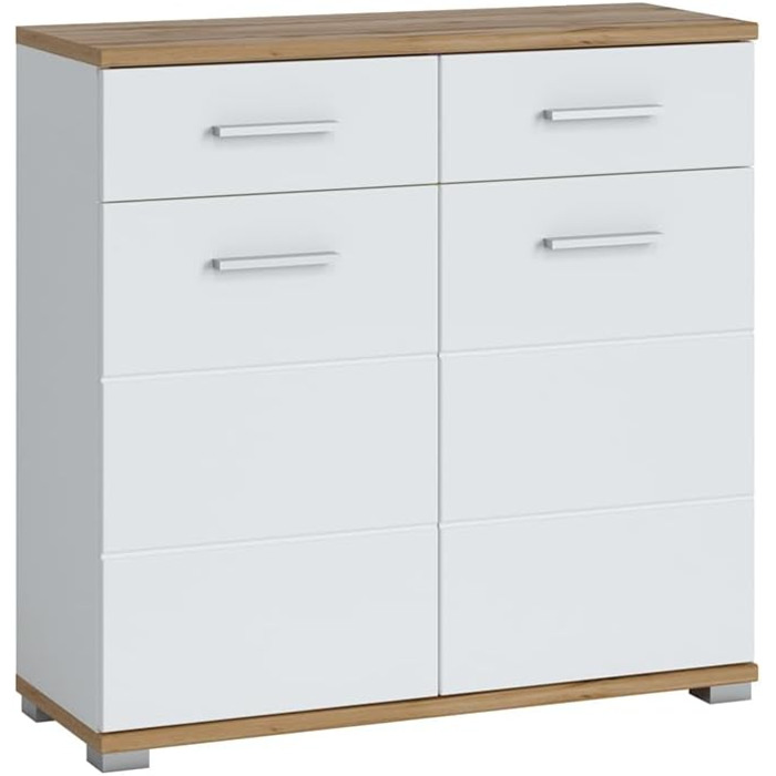 Шафа для одягу Lomadox 5 предметів з дзеркалом та лавкою для взуття в білому кольорі з дубом Шафа для передпокою в сучасному стилі