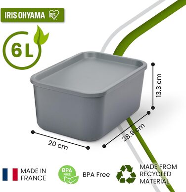 Набір із 3 пластикових коробок для зберігання з кришками, що не зачіпаються, штабелюються, для кухні, ванної кімнати, спальні, гардеробної, офісу, міцна та довговічна організація, SNL-S 6 л / Набір із 3 коробок