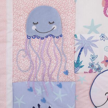 Комплект постільної білизни NoJo для дитячого ліжечка, лагуна русалки, рожевий, блакитний та білий