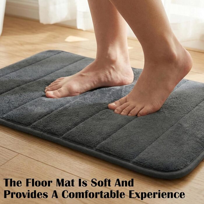 Комплект килимків для ванної з 3 предметів, комплект килимків для ванної кімнати, килимок для ванної/туалету з вирізом, килимок для душу піна з ефектом пам&39яті, нековзний та миється, вбираючий та м&39який, комплект для душу, туалету та ванни, темно-сіри