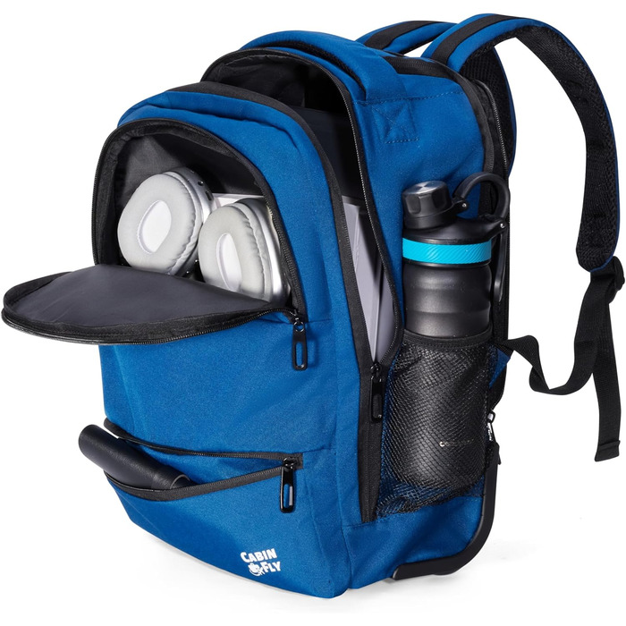 Рюкзак-візок Aircruiser Hybrid 40 x 30 x 20 см з колесами, ручна поклажа Ryanair, ручна поклажа Wizzair, дорожній рюкзак для літака (синій, 40x30x20 см - з колесами), синій 40x30x20 см - з колесами