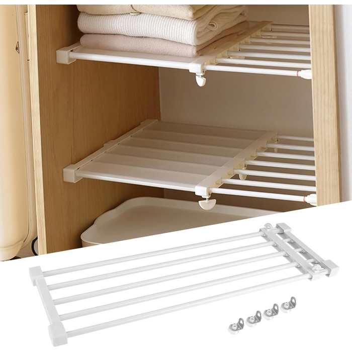 Телескопічна полиця-роздільник для гардеробу, легко встановлюється, полиця без цвяхів для організації шаф