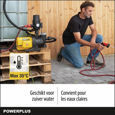 Потужний електричний водяний насос POWER plus POWXG9561-600 Вт, тискний насос, максимальна температура води 35C, продуктивність 3000 л/год, садовий насос, самовсмоктуючий насос, занурювальний насос, для дому та саду