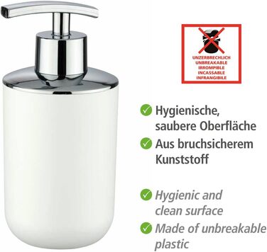 Дозатор для мила WENKO Mod. Brasil, багаторазовий дозатор для мила для ванної та кухні, виготовлений з ударостійкого пластику, без