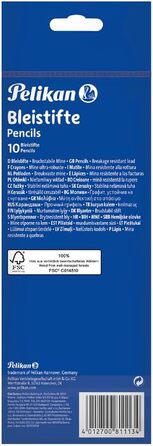 Олівець Pelikan 811132 з гумкою, HB, шестигранний, 10 шт.