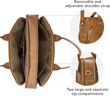 Сумка для ноутбука Kronborg 16 дюймів для чоловіків та жінок - Сумка з текстурованими шкіряними ручками та регульованим плечовим р