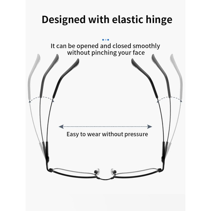 Окуляри для читання LANLANG для чоловіків з титаном Flex Memory, окуляри з фільтром синього світла, допоміжний засіб для читання, висока роздільна здатність, висока прозорість, 04 діоптрії, анти синій чорний2 3.5 діоптрії