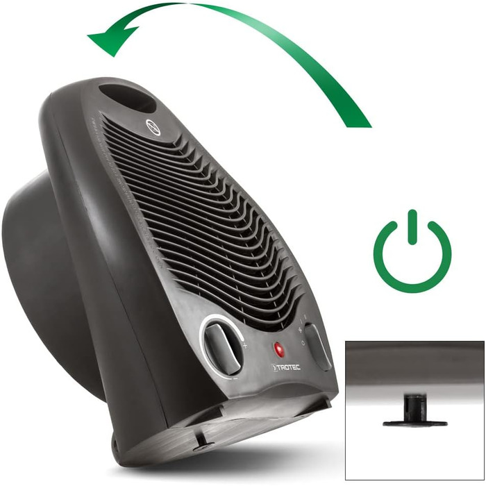 Тепловентилятор TROTEC TFH 20 E 2000 Вт, 2 режими нагріву режим охолодження, безступінчастий термостат, захист від перегріву та перекидання, функція вентилятора, портативний, колір мокко чорний