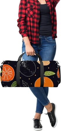 Спортивна сумка для фітнесу, йоги та танців, дорожня сумка для вихідних, помаранчевий принт на чорному фоні, сумка-месенджер для жінок та чоловіків