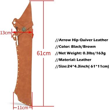 Шкіряний сагайдак для стріл Wolf, чорний/коричневий, 61×11 см