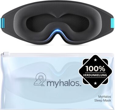 Маска для сну MyHalos - Маска для сну з затемненням для жінок - Маска для сну 3D для чоловіків для комфорту без тиску - Маска для сну попередньої форми для повного затемнення - Чорна пов&39язка на очі з футляром