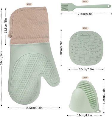 Рукавички для духовки Рукавички для духовки протиковзкі з термостійкими рукавичками для випічки - Набір з 6 кулінарних рукавичок П